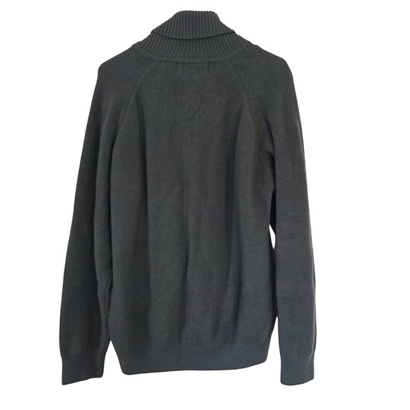 Orvis 100% Wool Zip Up Sweater Mens Dark Green Ribbed Knit Large - Picture 3 of 10